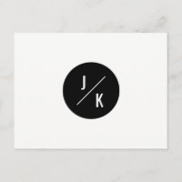 Simple monochrome circle save the date - postcard