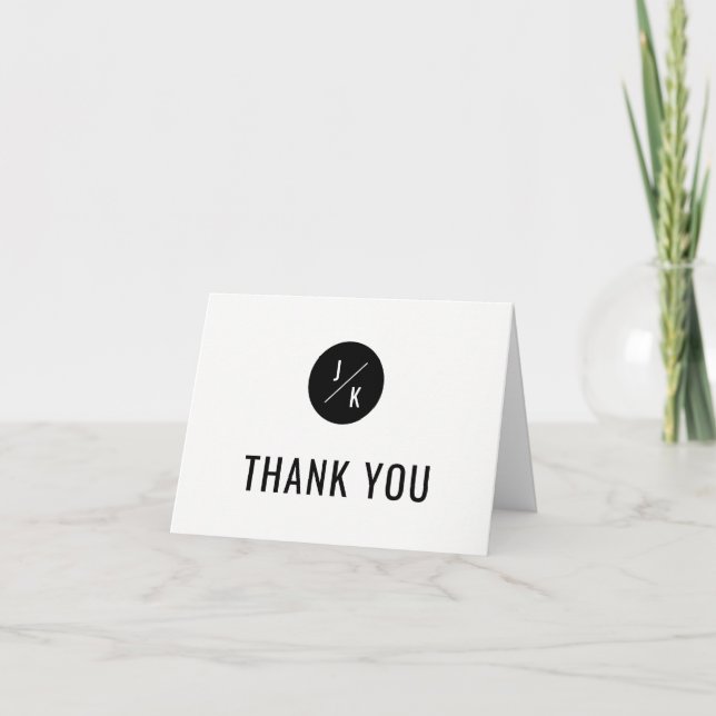Simple monochrome circle thank you card - folded (Front)