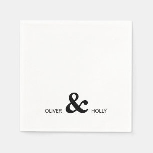 Simple monochrome name wedding napkins