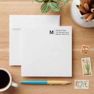 Simple Monogram 5.25" x 5.25" Business Envelope