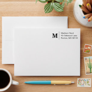Simple Monogram 5" x 7" Business Envelope