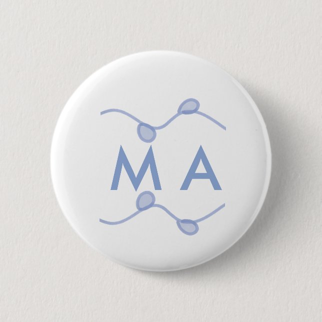 Simple monogram add your name letter blue leaf 2 inch round button (Front)