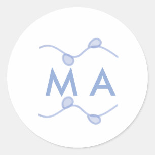 Simple monogram add your name letter blue leaf classic round sticker