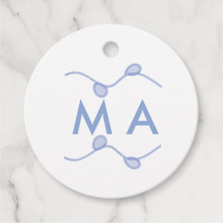 Simple monogram add your name letter blue leaf favour tags
