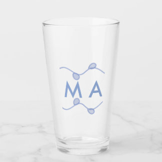 Simple monogram add your name letter blue leaf glass