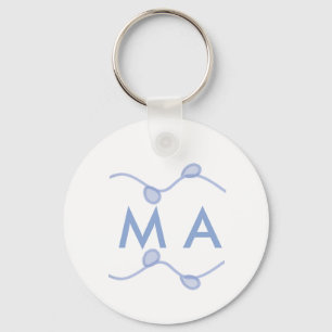 Simple monogram add your name letter blue leaf keychain