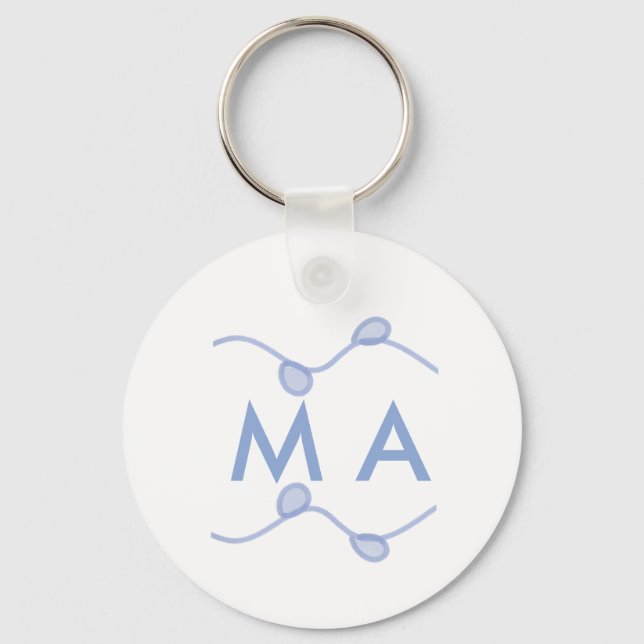 Simple monogram add your name letter blue leaf keychain (Front)
