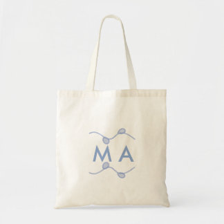 Simple monogram add your name letter blue leaf tote bag