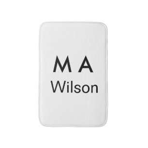 Simple monogram add your name letter man minimal bath mat