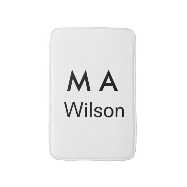 Simple monogram add your name letter man minimal   bath mat (Front Vertical)