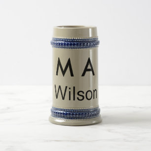 Simple monogram add your name letter man minimal beer stein