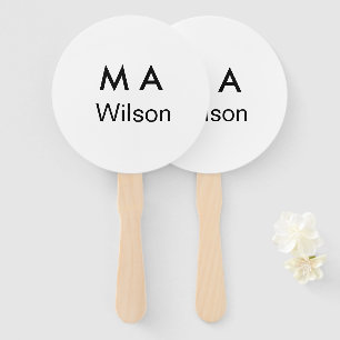 Simple monogram add your name letter man minimal hand fan