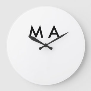 Simple monogram add your name letter man minimal large clock