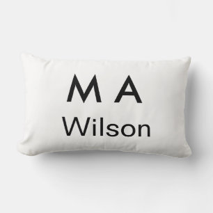 Simple monogram add your name letter man minimal   lumbar pillow