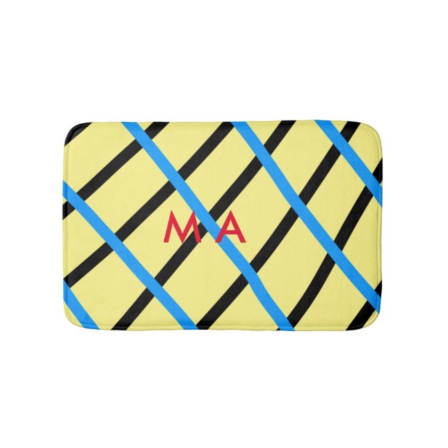 Simple monogram add your name letter man minimal t bath mat (Front)