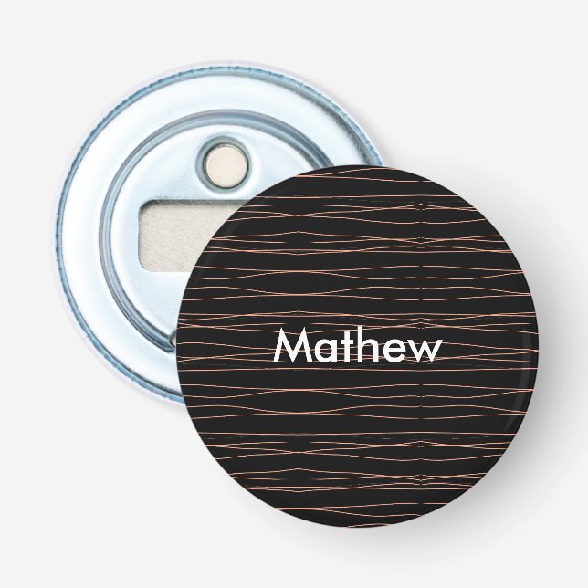Simple monogram add your name letter man minimal t bottle opener (Front)