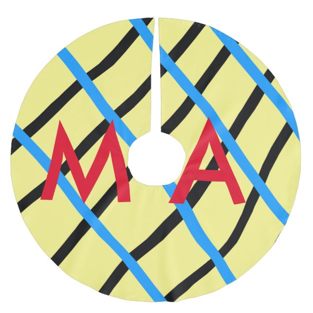 Simple monogram add your name letter man minimal t brushed polyester tree skirt (Front)