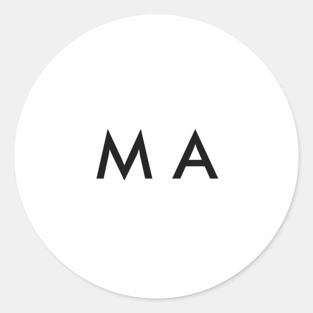 Simple monogram add your name letter man minimal t classic round sticker (Front)