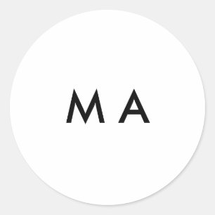 Simple monogram add your name letter man minimal t classic round sticker