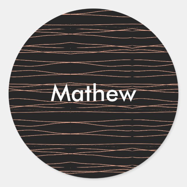 Simple monogram add your name letter man minimal t classic round sticker (Front)