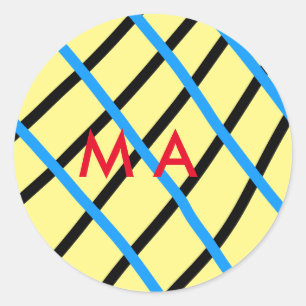 Simple monogram add your name letter man minimal t classic round sticker