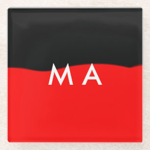 Simple monogram add your name letter man minimal t glass coaster