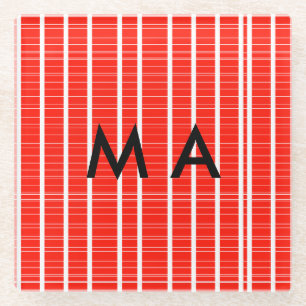 Simple monogram add your name letter man minimal t glass coaster