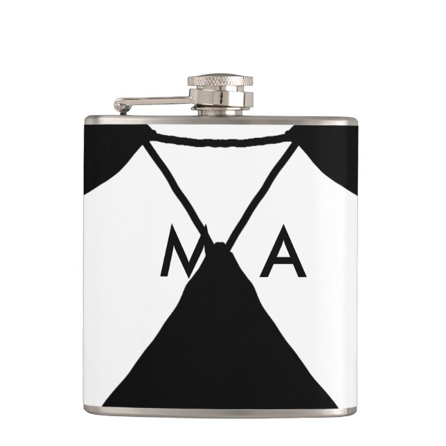 Simple monogram add your name letter man minimal t hip flask (Front)