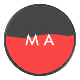 Simple monogram add your name letter man minimal t hockey puck