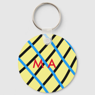Simple monogram add your name letter man minimal t keychain