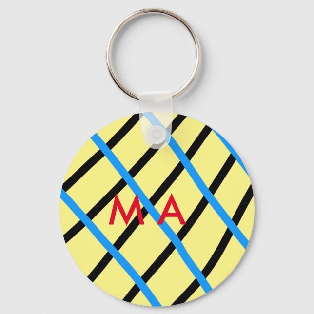 Simple monogram add your name letter man minimal t keychain (Front)