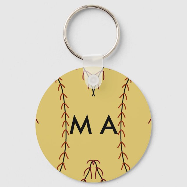 Simple monogram add your name letter man minimal t keychain (Front)