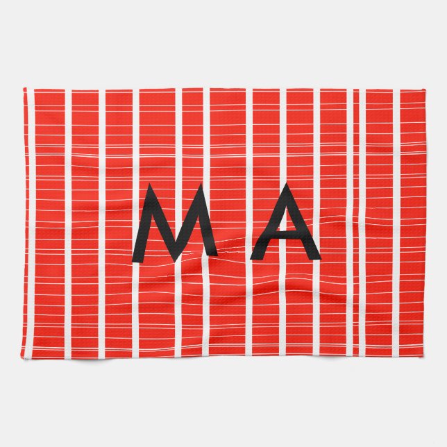 Simple monogram add your name letter man minimal t kitchen towel (Horizontal)