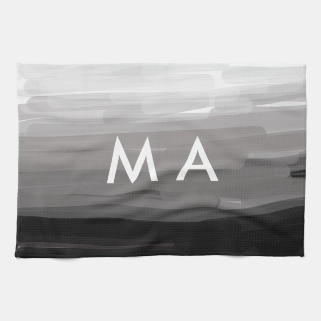 Simple monogram add your name letter man minimal t kitchen towel (Horizontal)
