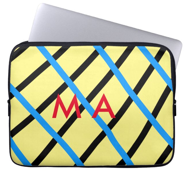 Simple monogram add your name letter man minimal t laptop sleeve (Front)
