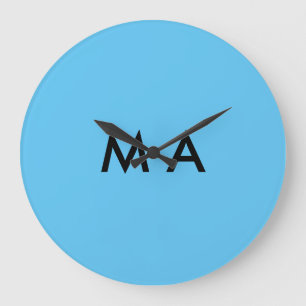 Simple monogram add your name letter man minimal t large clock