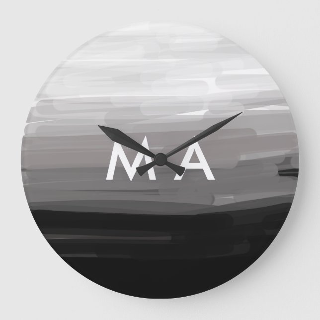 Simple monogram add your name letter man minimal t large clock (Front)
