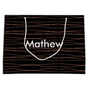Simple monogram add your name letter man minimal t large gift bag