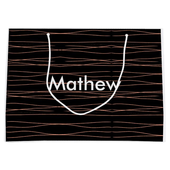 Simple monogram add your name letter man minimal t large gift bag (Front)