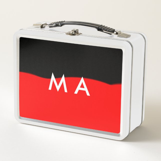 Simple monogram add your name letter man minimal t metal lunch box (Front)