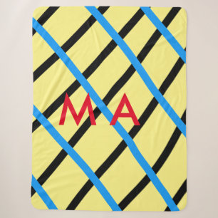 Simple monogram add your name letter man minimal t sherpa blanket