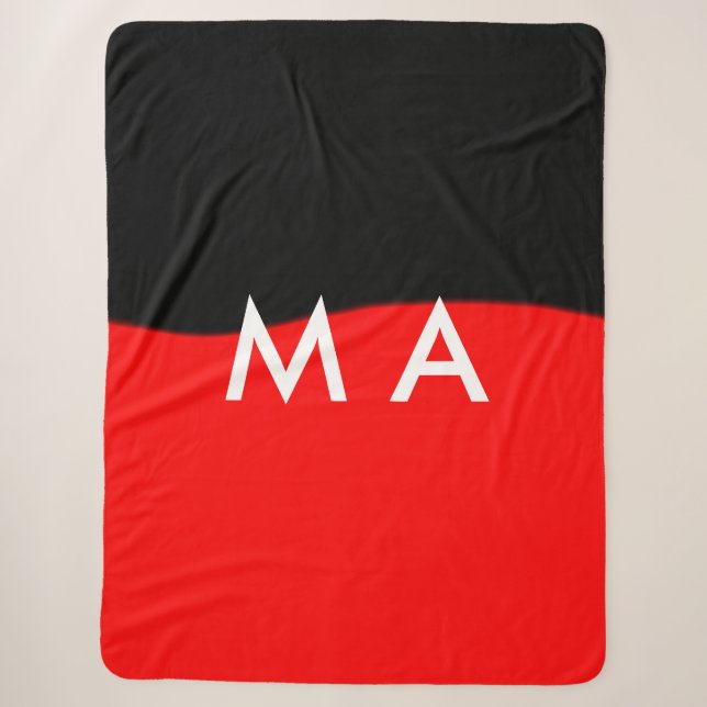 Simple monogram add your name letter man minimal t sherpa blanket (Front)
