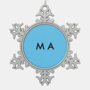 Simple monogram add your name letter man minimal t snowflake pewter christmas ornament