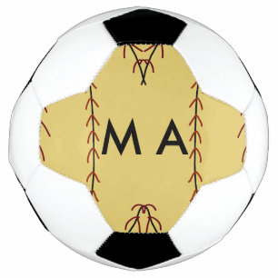 Simple monogram add your name letter man minimal t soccer ball