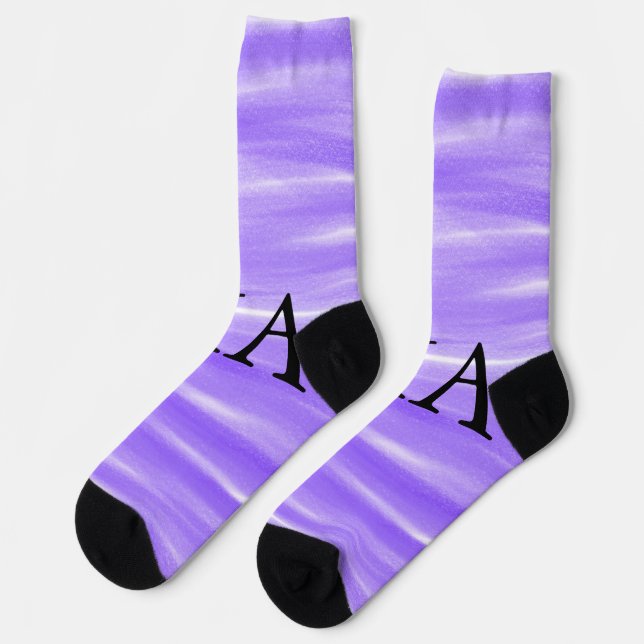 Simple monogram add your name letter man minimal t socks (Left)