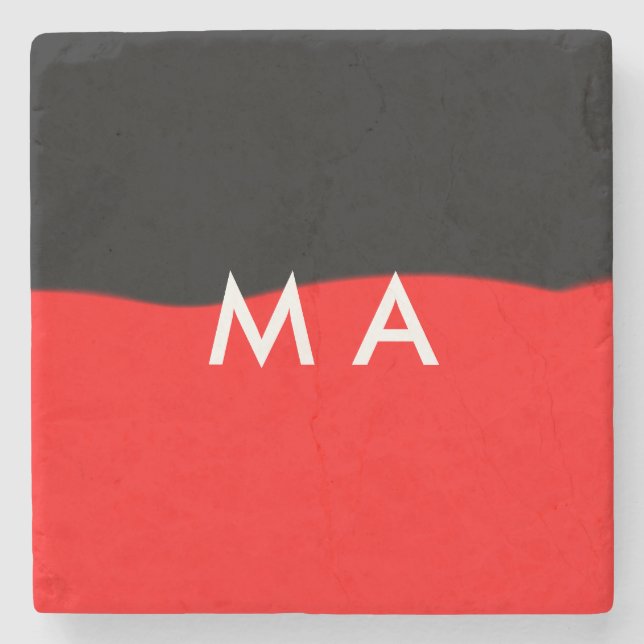 Simple monogram add your name letter man minimal t stone coaster (Front)