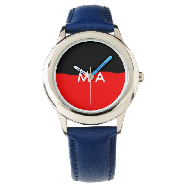 Simple monogram add your name letter man minimal t watch (Front)