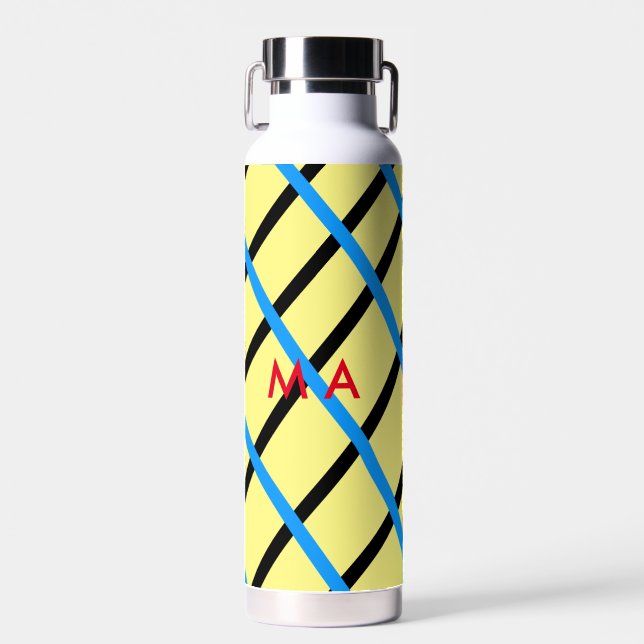 Simple monogram add your name letter man minimal t water bottle (Front)