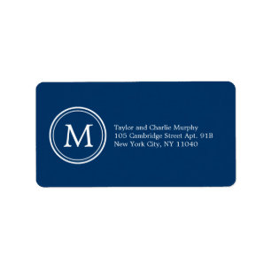 Simple Monogram Address Labels Customizable Colour