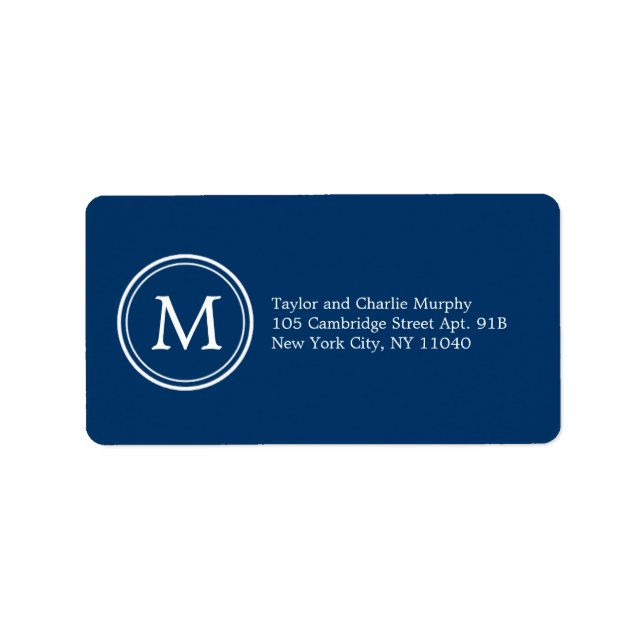 Simple Monogram Address Labels Customizable Colour (Front)